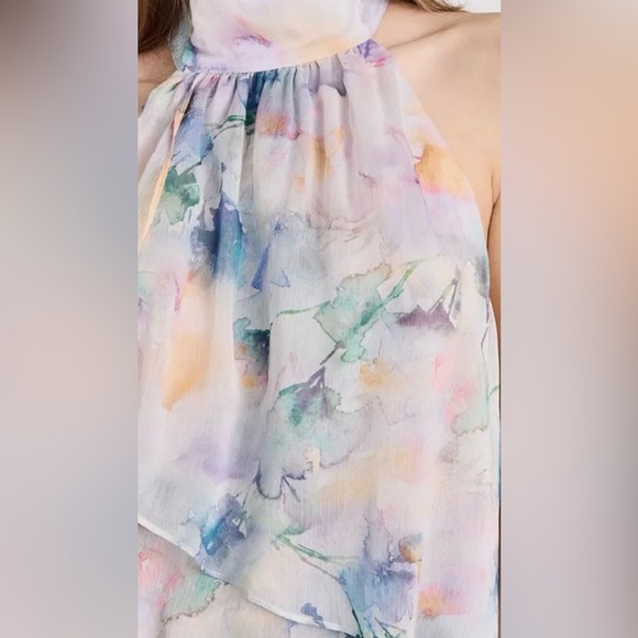 NWT MISA Victorine High Low Watercolor Chiffon High Low Dress Size S - Picture 2 of 11